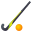 field hockey stick and ball