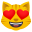 smiling cat face with heart-shaped eyes
