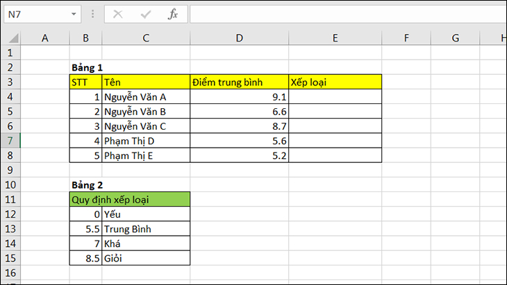 vi du ham vlookup buoc 1