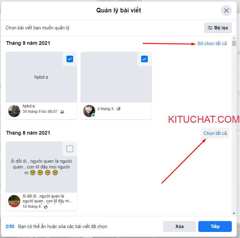 quản lý bài viết FB