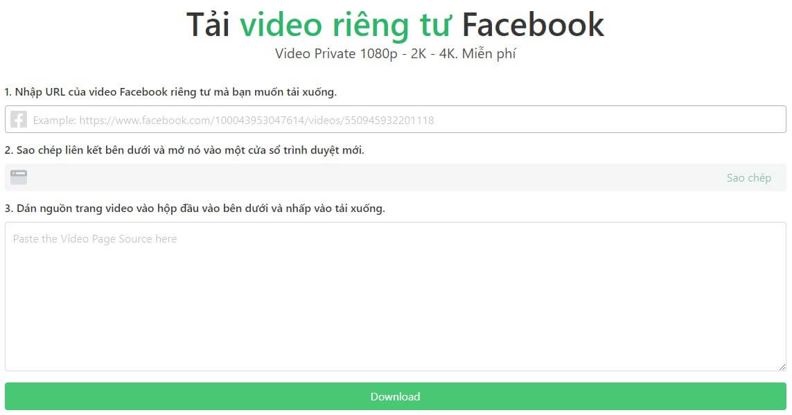 Tải video riêng tư Facebook