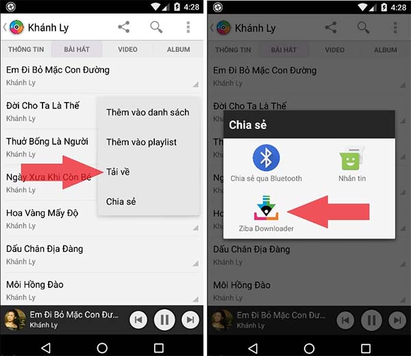 Tải nhạc với Ziba Downloader